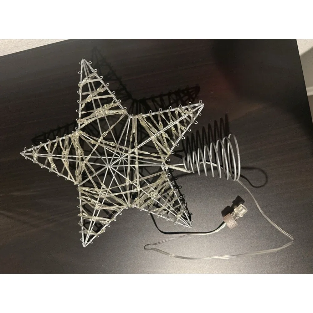 Silver Wire Twine Tree Top Star with LED Lights and Timer for Christmas, 8*10